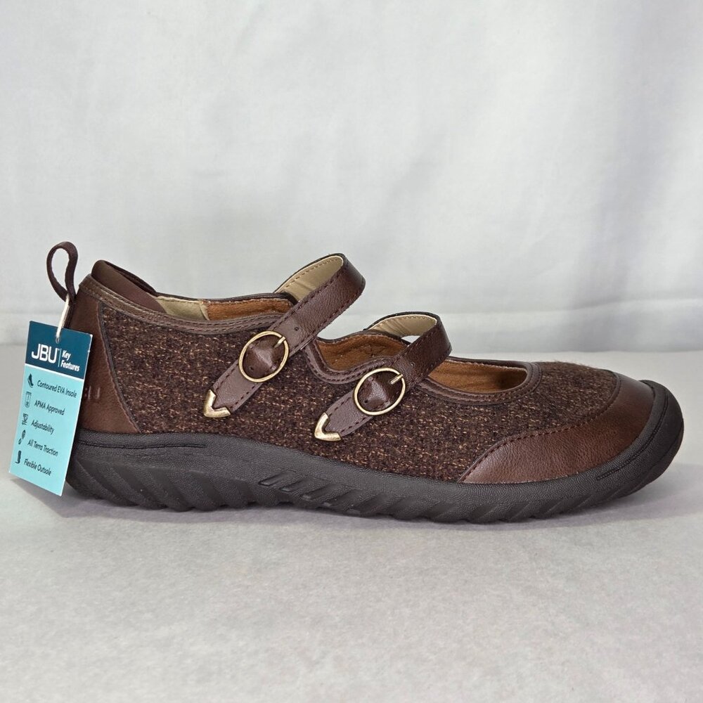 NWT JBU Women's Nina Slip On Mary-Jane Flats - Brown - Picture 3 of 7